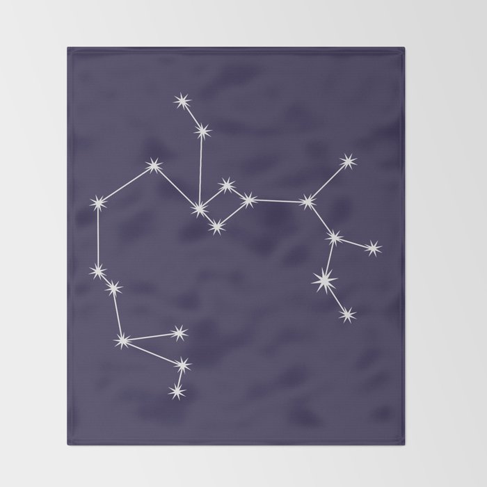 Sagittarius Zodiac Star Constellation Line Art Dark Purple Throw Blanket Gallery Image 2