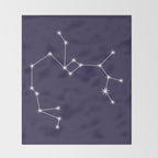 Sagittarius Zodiac Star Constellation Line Art Dark Purple Throw Blanket Gallery Image 2