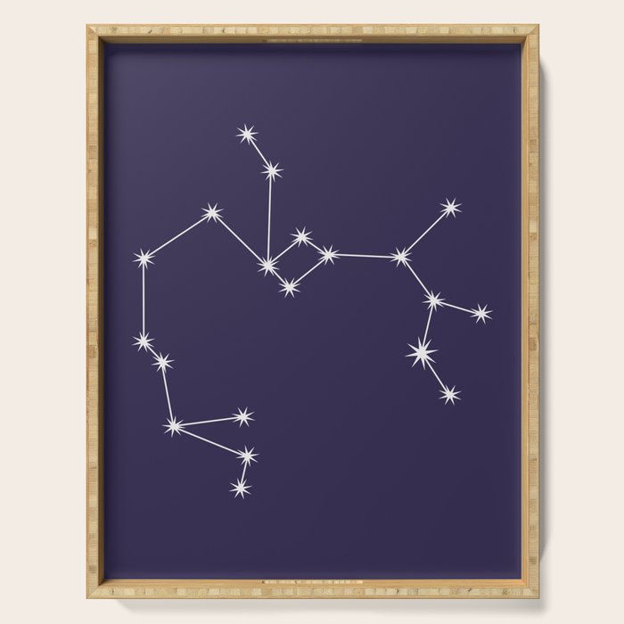 Sagittarius Zodiac Star Constellation Line Art Dark Purple Serving Tray Gallery Image 1