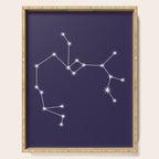 Sagittarius Zodiac Star Constellation Line Art Dark Purple Serving Tray Gallery Image 1