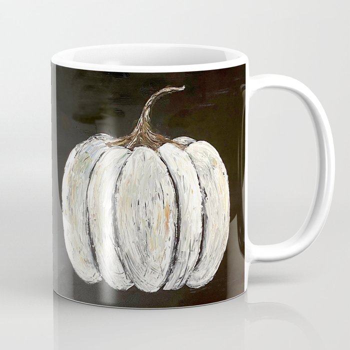 Rustic White Pumpkin on Black Background Coffee Mug Gallery Image 1