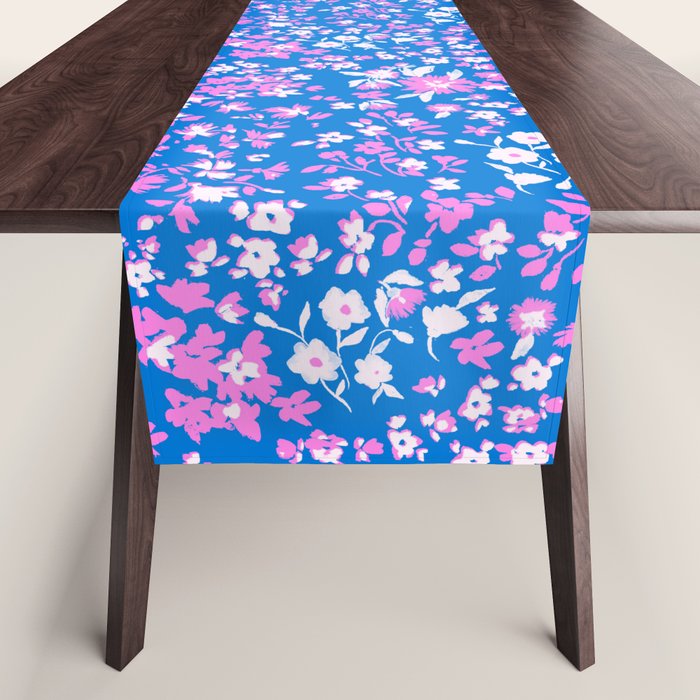 Pink and blue pop art ditsy Table Runner Gallery Image 1