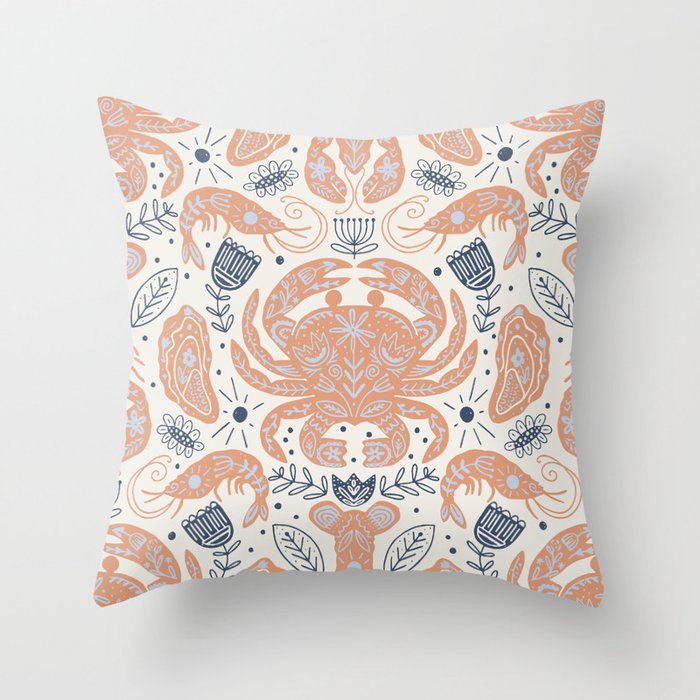Crustacean Folk Art Throw Pillow Gallery Image 6