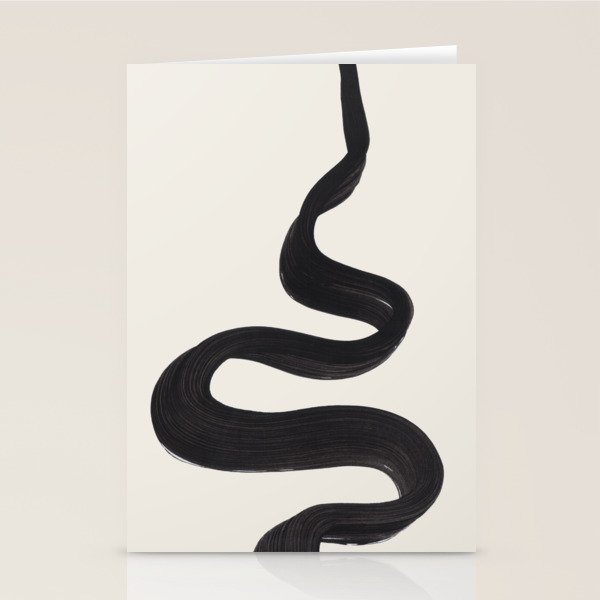Minimalist Abstract Art Smoke Genie In The Lamp Mythical Magical Ink Art Black & White Stationery Card Gallery Image 1