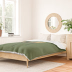 Lazy cat 2b Green enjoy coffee on rattan chair  Duvet Cover Gallery Image 2