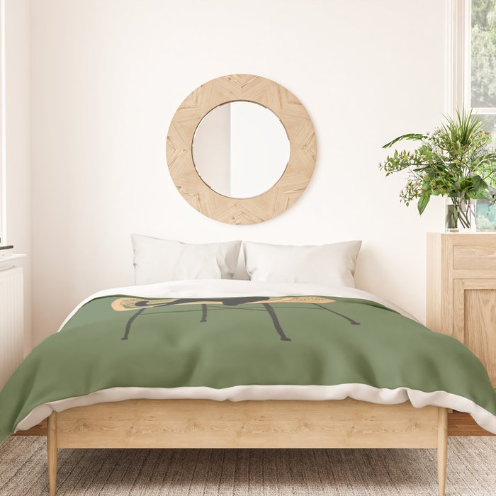 Lazy cat 2b Green enjoy coffee on rattan chair  Duvet Cover Gallery Image 3