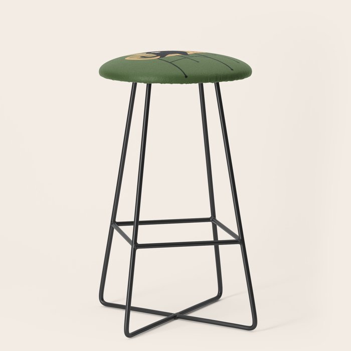 Lazy cat 2b Green enjoy coffee on rattan chair  Stool Gallery Image 1