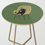 Lazy cat 2b Green enjoy coffee on rattan chair  Side Table Gallery Image 2