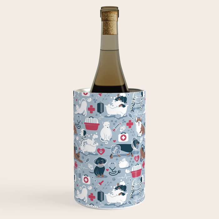 Veterinary medicine, happy and healthy friends // pastel blue background Wine Chiller Gallery Image 3