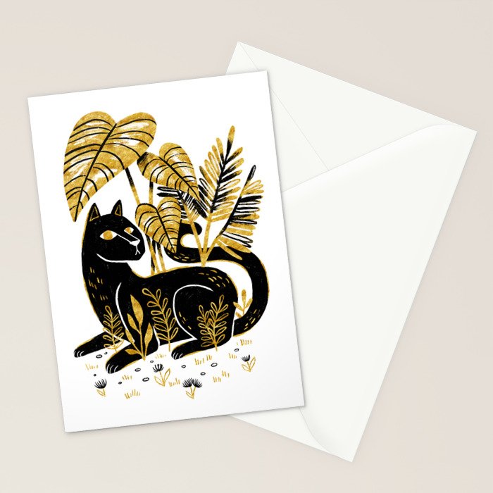 Gold & Black Panther Stationery Card Gallery Image 2