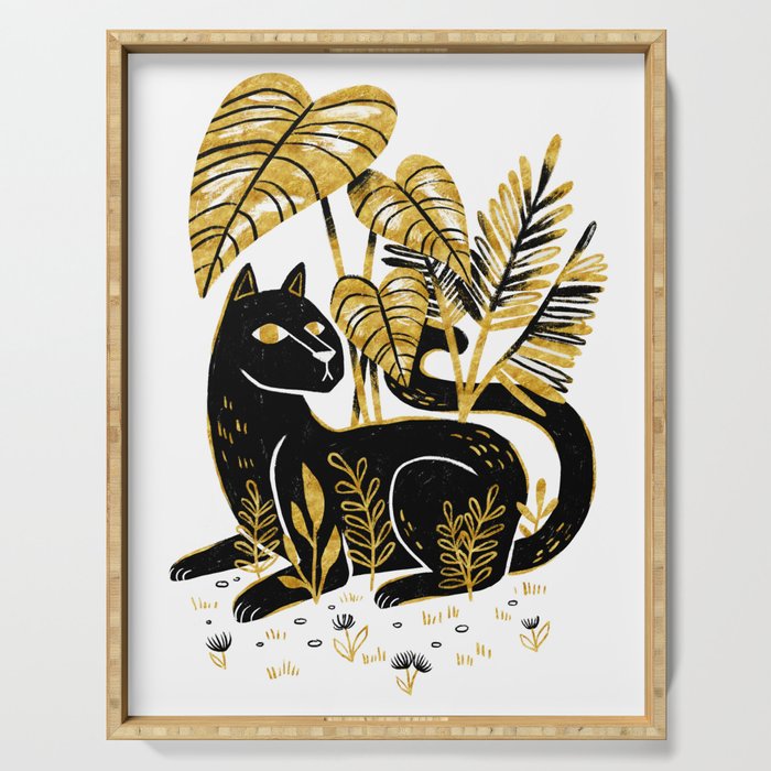 Gold & Black Panther Serving Tray Gallery Image 1