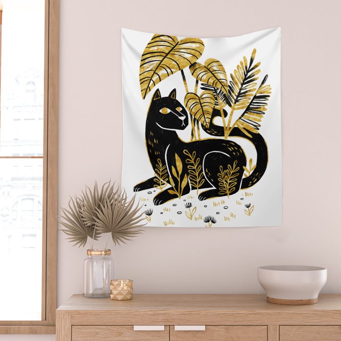Gold & Black Panther Wall Tapestry Gallery Image 2