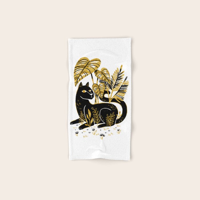 Gold & Black Panther Bath Towel Gallery Image 1