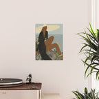 a woman in a black dress on the seashore Poster Gallery Image 2