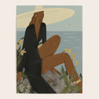 a woman in a black dress on the seashore Poster Gallery Image 4
