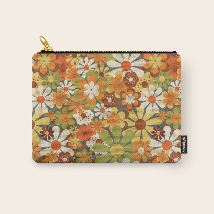 70's Retro Flowers Print Carry All Pouch Gallery Image 1