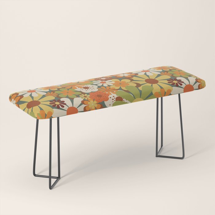70's Retro Flowers Print Bench Gallery Image 1