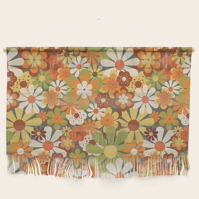 70's Retro Flowers Print Wall Hanging Gallery Image 1