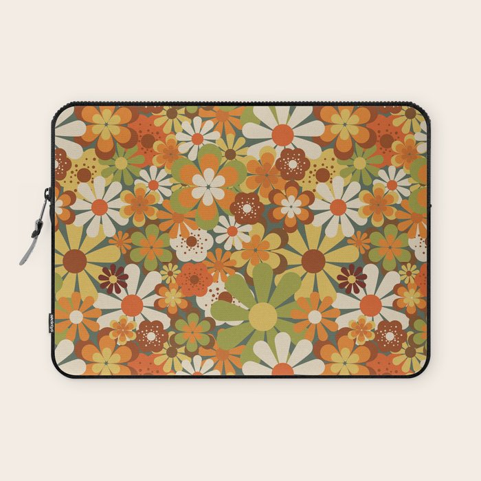 70's Retro Flowers Print Laptop Sleeve Gallery Image 1