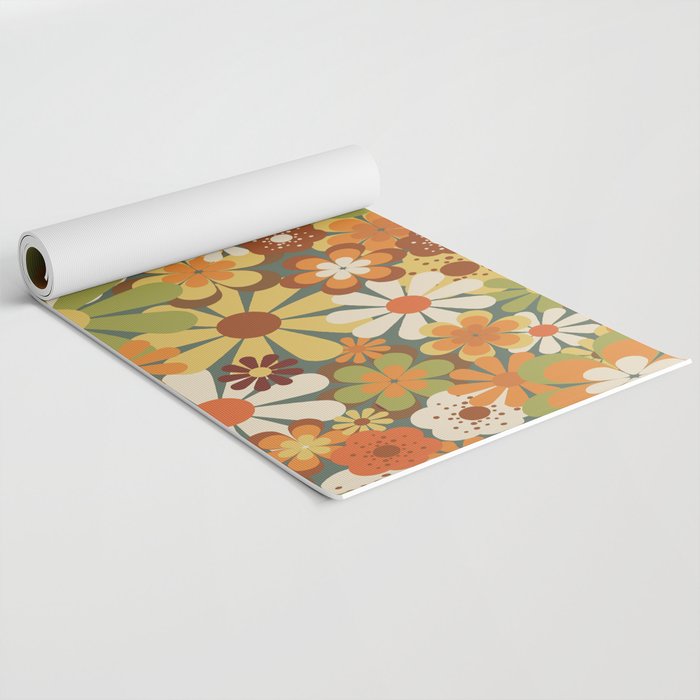 70's Retro Flowers Print Yoga Mat Gallery Image 2