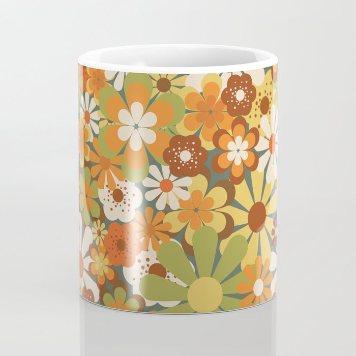 70's Retro Flowers Print Coffee Mug Gallery Image 4