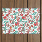 Mele Kalikimaka Hawaiian Christmas gingerbread cookies // white background Outdoor Rug Gallery Image 1