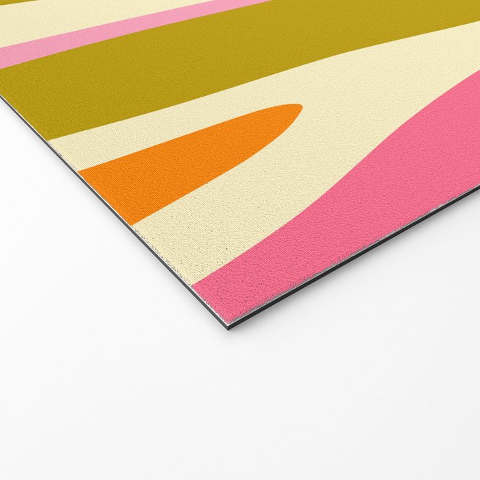 Abstract Wild Stripes Eclectic Pattern in Pink Chartreuse Orange Cream Welcome Mat Gallery Image 2