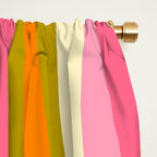 Abstract Wild Stripes Eclectic Pattern in Pink Chartreuse Orange Cream Window Curtain Gallery Image 2