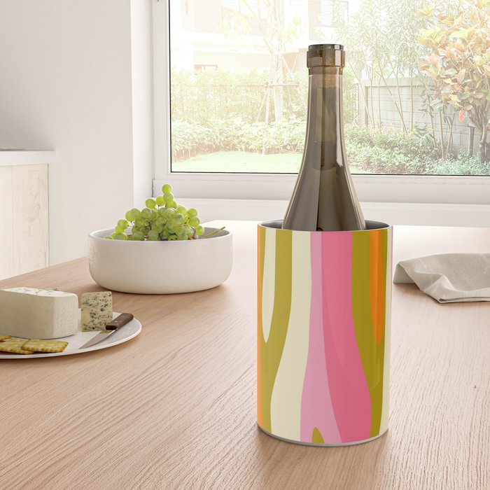 Abstract Wild Stripes Eclectic Pattern in Pink Chartreuse Orange Cream Wine Chiller Gallery Image 4