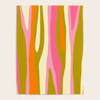 Abstract Wild Stripes Eclectic Pattern in Pink Chartreuse Orange Cream Poster Gallery Image 4