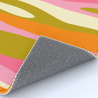 Abstract Wild Stripes Eclectic Pattern in Pink Chartreuse Orange Cream Rug Gallery Image 4