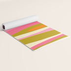 Abstract Wild Stripes Eclectic Pattern in Pink Chartreuse Orange Cream Yoga Mat Gallery Image 2