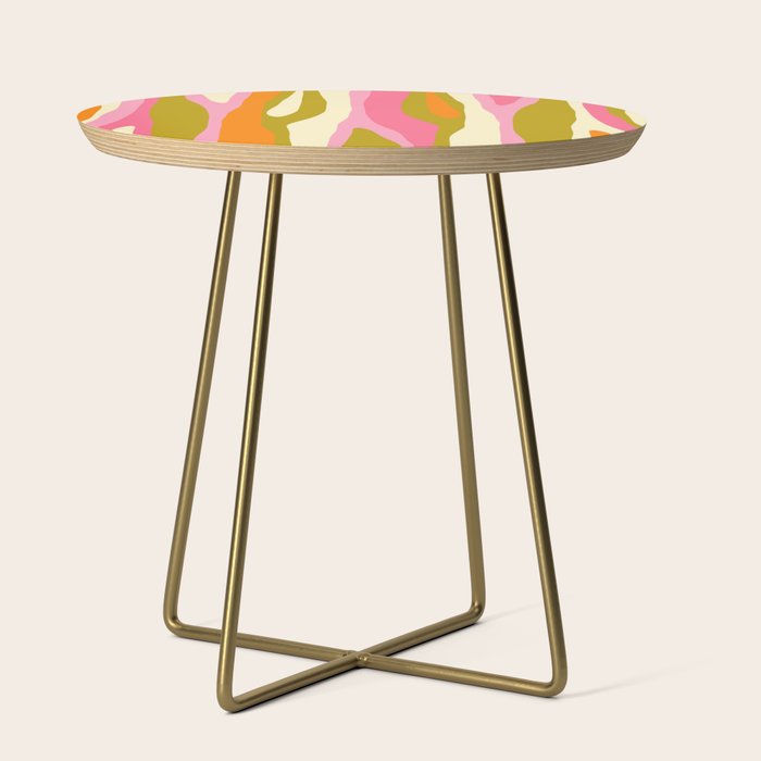 Abstract Wild Stripes Eclectic Pattern in Pink Chartreuse Orange Cream Side Table Gallery Image 1