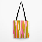 Abstract Wild Stripes Eclectic Pattern in Pink Chartreuse Orange Cream Tote Bag Gallery Image 2