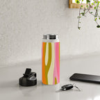Abstract Wild Stripes Eclectic Pattern in Pink Chartreuse Orange Cream Water Bottle Gallery Image 4