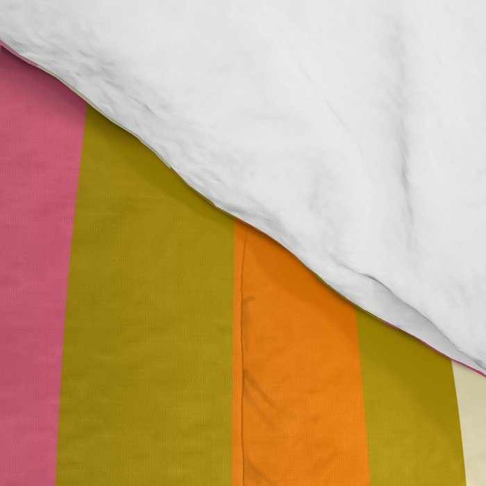 Abstract Wild Stripes Eclectic Pattern in Pink Chartreuse Orange Cream Comforter Gallery Image 4