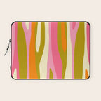 Abstract Wild Stripes Eclectic Pattern in Pink Chartreuse Orange Cream Laptop Sleeve Gallery Image 1