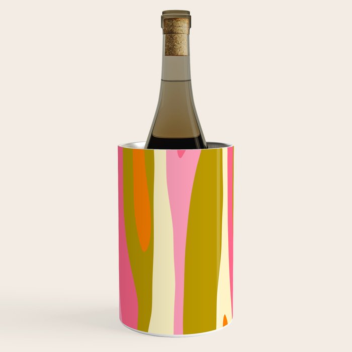 Abstract Wild Stripes Eclectic Pattern in Pink Chartreuse Orange Cream Wine Chiller Gallery Image 3