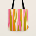 Abstract Wild Stripes Eclectic Pattern in Pink Chartreuse Orange Cream Tote Bag Gallery Image 1