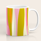 Abstract Wild Stripes Eclectic Pattern in Pink Chartreuse Orange Cream Coffee Mug Gallery Image 1