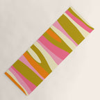 Abstract Wild Stripes Eclectic Pattern in Pink Chartreuse Orange Cream Yoga Mat Gallery Image 1