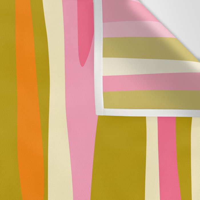 Abstract Wild Stripes Eclectic Pattern in Pink Chartreuse Orange Cream Wall Tapestry Gallery Image 3