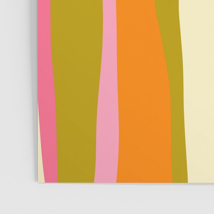 Abstract Wild Stripes Eclectic Pattern in Pink Chartreuse Orange Cream Poster Gallery Image 3