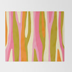 Abstract Wild Stripes Eclectic Pattern in Pink Chartreuse Orange Cream Throw Blanket Gallery Image 2