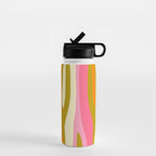 Abstract Wild Stripes Eclectic Pattern in Pink Chartreuse Orange Cream Water Bottle Gallery Image 1
