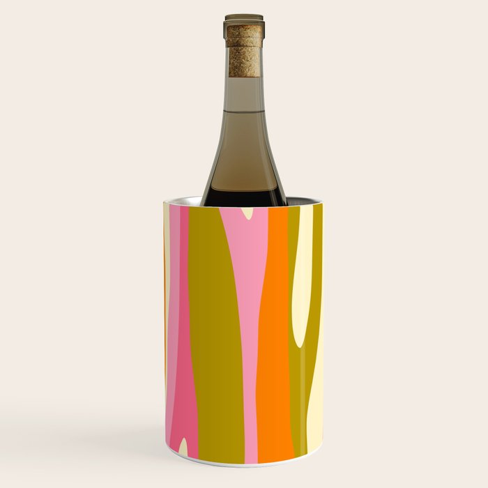 Abstract Wild Stripes Eclectic Pattern in Pink Chartreuse Orange Cream Wine Chiller Gallery Image 2