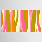 Abstract Wild Stripes Eclectic Pattern in Pink Chartreuse Orange Cream Tablecloth Gallery Image 2