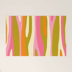 Abstract Wild Stripes Eclectic Pattern in Pink Chartreuse Orange Cream Welcome Mat Gallery Image 1