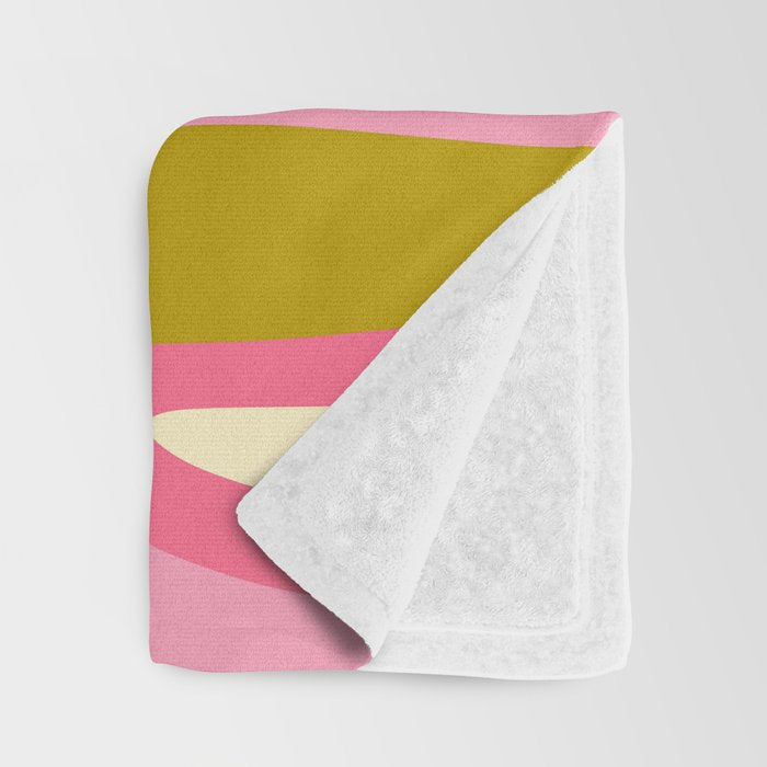 Abstract Wild Stripes Eclectic Pattern in Pink Chartreuse Orange Cream Throw Blanket Gallery Image 3