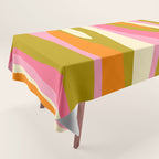 Abstract Wild Stripes Eclectic Pattern in Pink Chartreuse Orange Cream Tablecloth Gallery Image 1